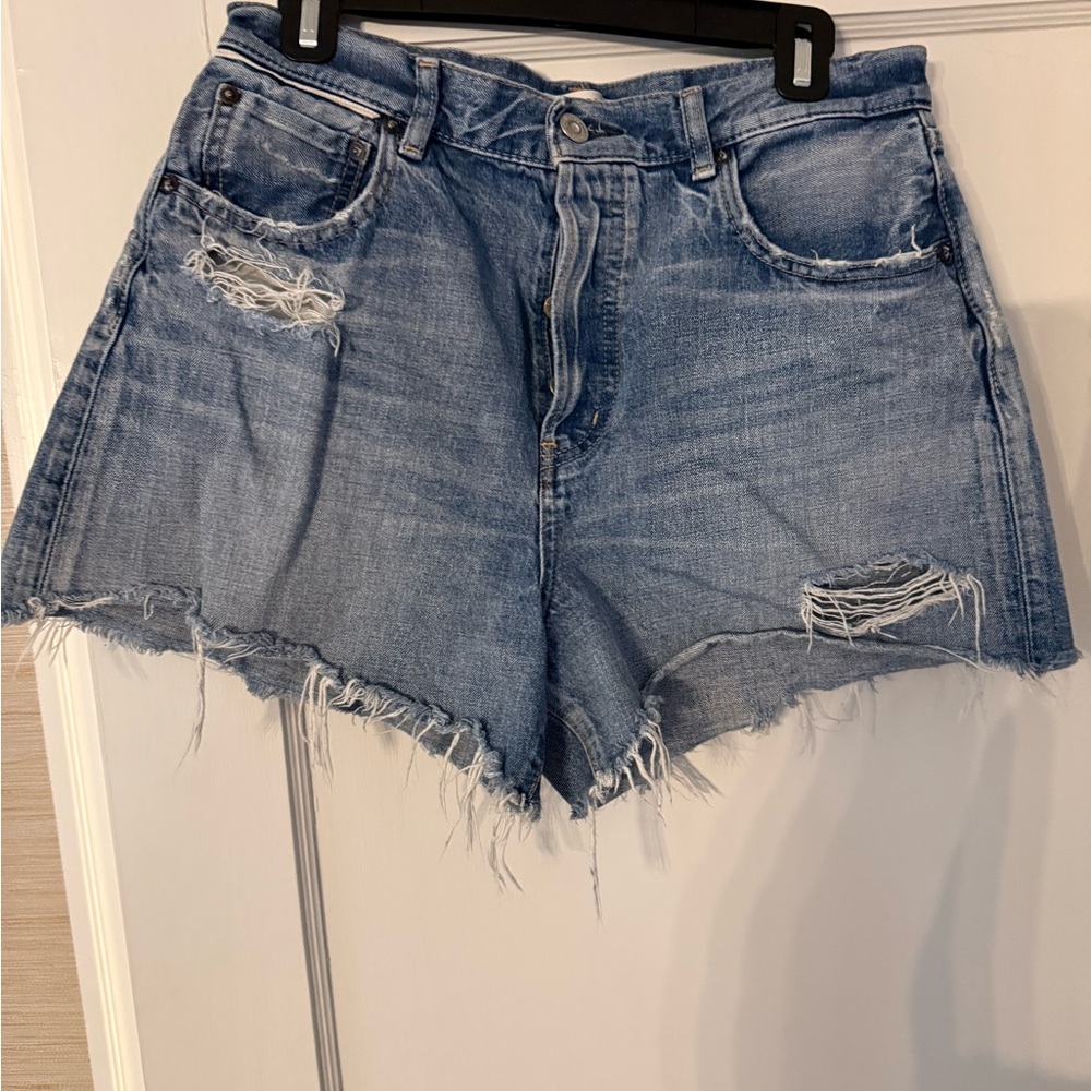 Moussy Blue Distressed Jean Shorts